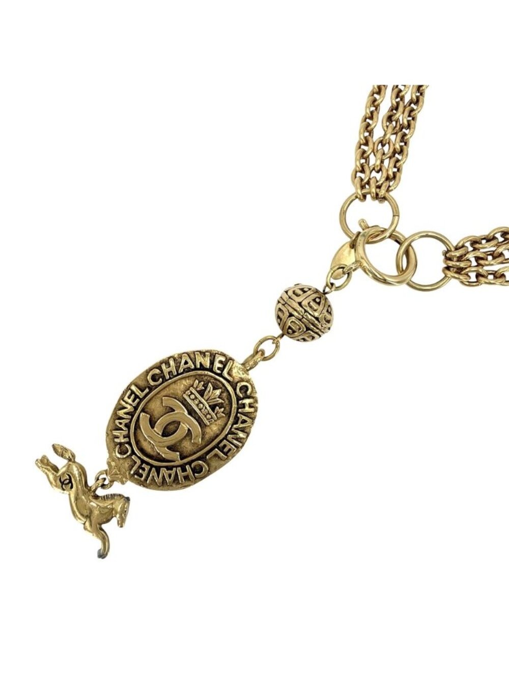 Chanel Necklace CC Logo Long Gold Plated